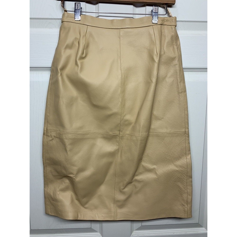 Luxurious Gold/tan Leather  Terry Lewis‎ A-Line Skirt, Size 8